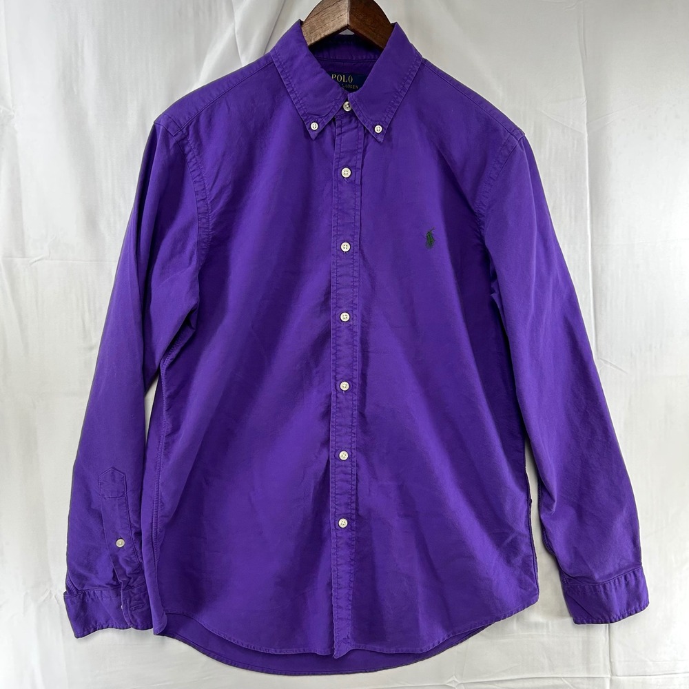 Polo Ralph Lauren Button Down Shirt Mens Medium Purple Classic Fit Long Sleeve